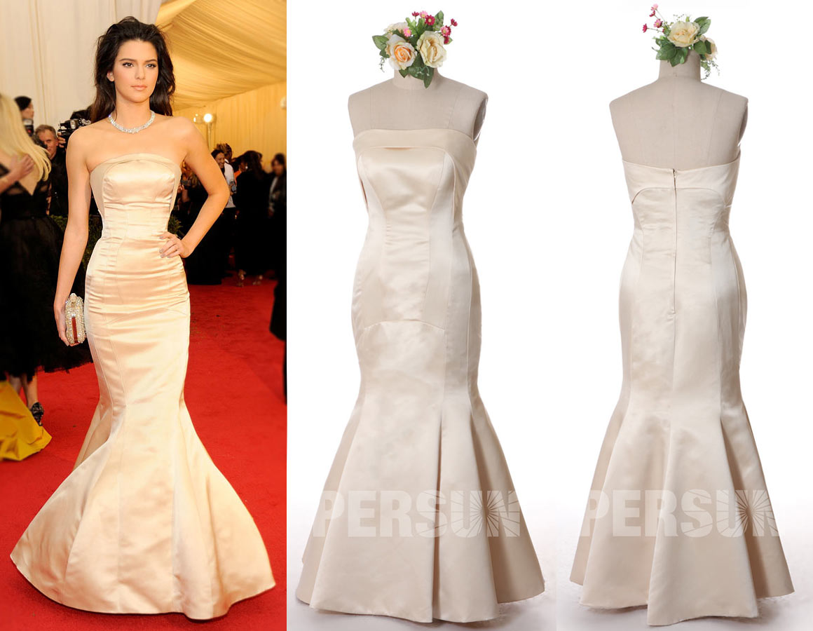 Real dress photo Kendall Jenner's Champagne dress at Met gala 2014