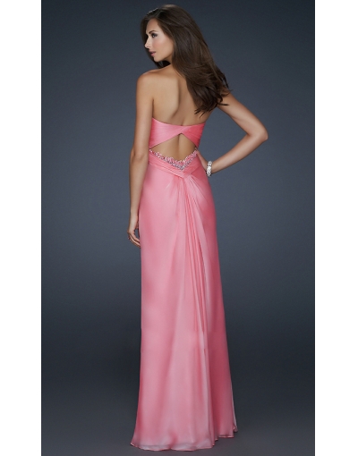 Pink Backless Evening Dress at persun.cc