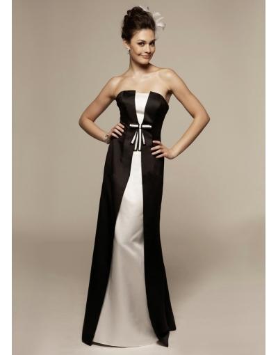 Black and White Floor Length Bridesmaid Dress