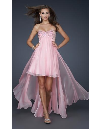 Sweet Pink High Low Prom Dress at persun.cc