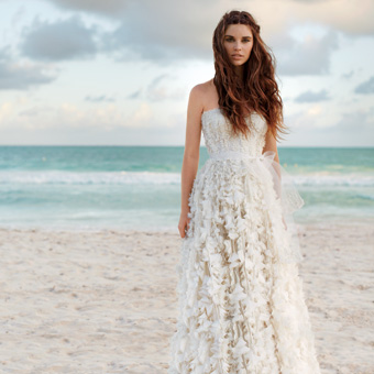 Simple Ruffle Destination Wedding Dress