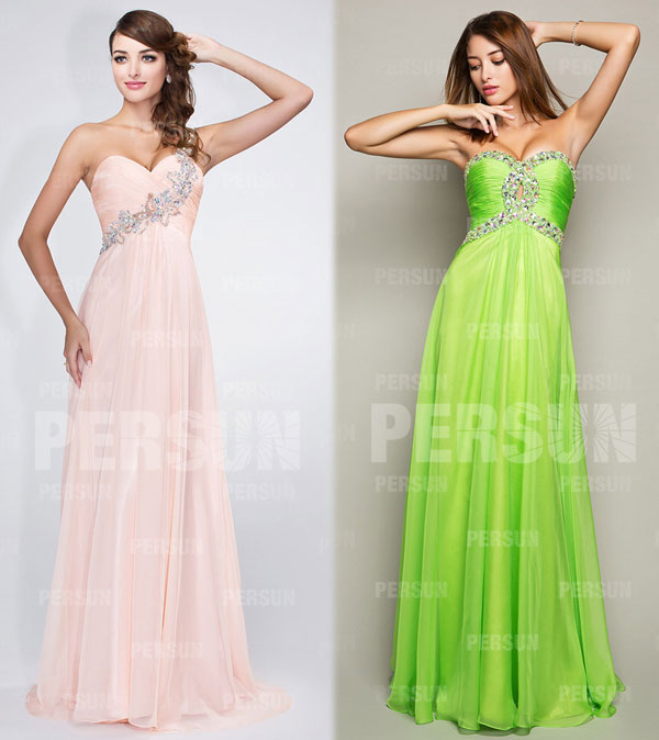 Empire Evening gown with beautiful beads sweetheart-evening-gowns-in-lemon-green-pastel-pale-pink