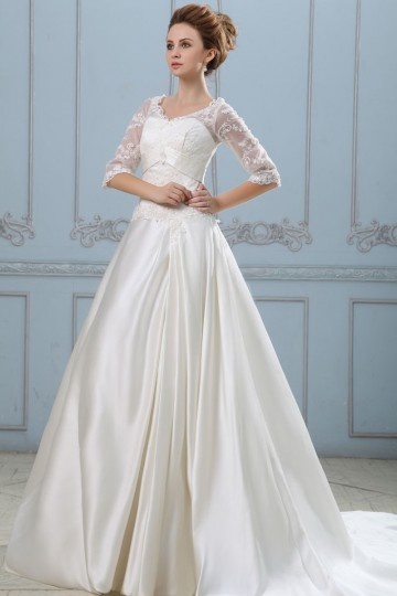 buy discount lace wedding dresses with sleeves 2015 UK online