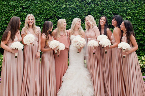 Skin pink bridesmaid dresses