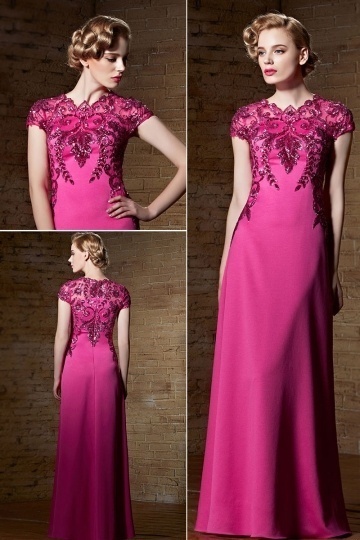 buy cheap red evening dress with sleeves