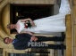 A line Boatneck Appliqued Satin Wedding Dress