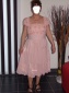 Noble Chiffon Square Neck Lace A line Mother of the Bride Dress