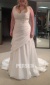 Beading Ruched Wrap Satin A line Plus Size Wedding Dress