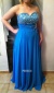 A line Sweetheart Beaded Ruched Blue Chiffon Prom / Evening Dress