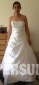 Beading Ruched Strapless Satin Ball Gown Wedding Dress