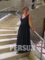 Elegant A Line V Neck Ruched Chiffon Empire Long Bridesmaid Dress