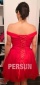 Off Shoulder Red Short Dress in Tulle for Wedding Gala