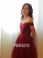 Off Shoulder Red Short Dress in Tulle for Wedding Gala